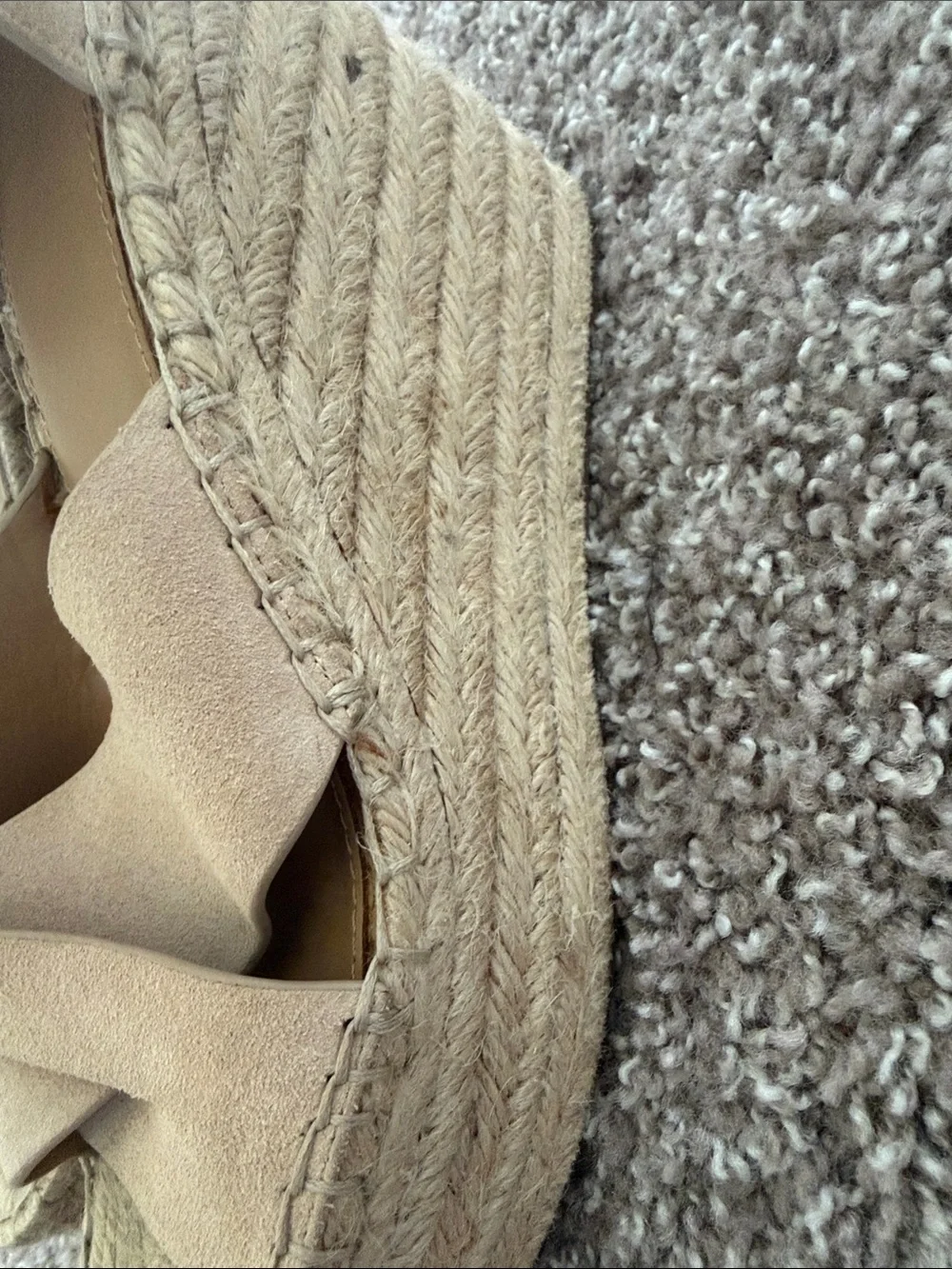 Marc Fisher Nude Suede Crisscross Espadrille Wedges